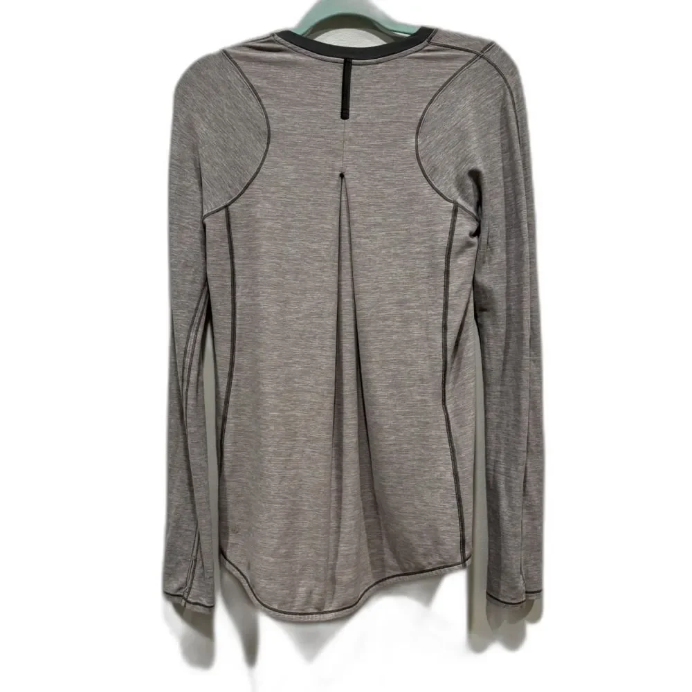 Lululemon Tuck and Flow Top Pullover Gray Knit Round Neck Long Sleeve Women sz 4